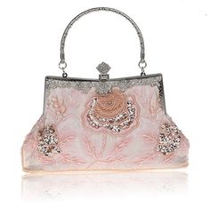 Buy Pink Retro Sequin Rose Wedding Bags Bead Embroider Clutch Bags Worldwide Free shipping and return, color: Pink , material: Satin Party Purse Handbags, Embroidered Clutch Bag, Linen Handbags, Beaded Rose, Prom Purse, Clutch Bag Wedding, Party Handbags, Lv Bags, Party Purse