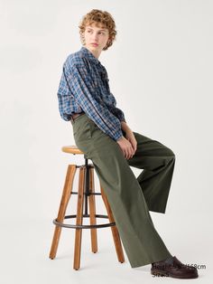 Wide Chino Pants | UNIQLO US High-waisted Cotton Chinos For Work, Fall Chinos With Welt Pockets, Ankle-length, Chic Relaxed Fit Fall Chinos, Relaxed Fit Wide-leg Chinos For Business Casual, Relaxed Fit Chinos For Fall, Business Casual Wide-leg Chinos With Relaxed Fit, Business Casual Wide-leg Relaxed Fit Chinos, Business Casual Relaxed Fit Wide-leg Chinos, Casual Office Chinos With Tapered Leg