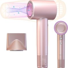 Hair Dryer, Xsooh 160000 Rpm High-Speed Brushless Motor Travel Portable Blow Dryer For Curly Straightener Hair, Professional Quiet Small Negative Ionic Hair Dryer Nozzle, Rose Gold Hair Care At Home, Hair Dryer Brands, Hair Dryer Diffuser, Hair Diffuser, Ionic Hair Dryer, Edges Hair, Blow Dry Hair, Professional Hair Dryer, Home Salon