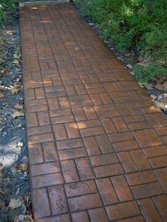 Brick Concrete Stamps - Worn Brick Basketweave - Expressions-LTD Pink House Exterior, Concrete Backyard, Brick Sidewalk, Brick Porch, Brick Patterns Patio, Brick Pathway, Brick Laying, Walkway Landscaping, Side Yard Landscaping