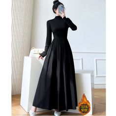 color: Black, size: XL Old Hollywood Glamour Dresses, Long Sleeve Elegant Dress, Hollywood Glamour Dress, Long Sleeve Elegant Dresses, Maxi Dress Winter, Holiday Dresses Women, Purple Prom Dress, Dress Autumn, Winter Party Dress