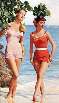 50s Swimwear, 50s Swimsuit, Vintage Outfits 50s, Retro Bathing Suits, Patron Vintage, Vintage Bathing Suits, Yellow Swimsuits, Vintage Swim, Vintage Swimsuit