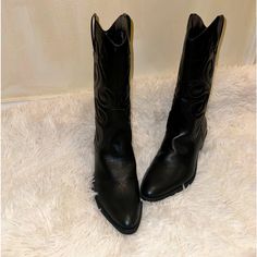 Unused Women's Original Pull&Bear Size 39 Boots Casual Black Heeled Boots With Snip Toe, Casual Round Toe Heeled Boots For Rodeo, Casual Heeled Boots With Pointed Toe For Rodeo, Black Mid-calf Boots For Rodeo In Winter, Black Mid-calf Boots For Winter Rodeo, Winter Rodeo Black Mid-calf Boots, Black Mid-calf Boots For Rodeo And Winter, Black Mid-calf Boots For Rodeo In Fall, Casual Black Snip Toe Mid-calf Boots