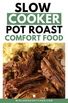 slow cooker pot roast comfort food with text overlay