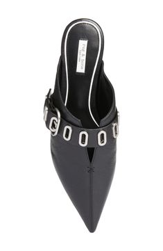 Brushed grommets embolden the buckled instep strap of a daring leather mule fashioned with a pointy toe for an edgy aesthetic. Leather upper, lining and sole Imported Edgy Aesthetic, Leather Mules, Rag & Bone, Mule, Nordstrom Rack, Victorious, Bones, Leather Upper, Nordstrom