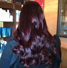 Red Over Dark Brown Hair, Cherry Red Wavy Hair, Color On Dark Brown Hair, Hair Colors For Dark Brown Hair, Dark Mahogany Brown Hair, Dark Plum Brown Hair, Dark Red Brown Hair, Mahogany Brown Hair Color, Dark Cherry Hair