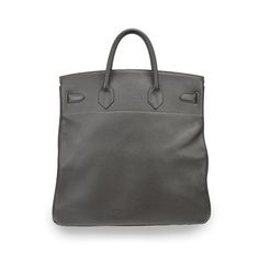 Hermes 'Birkin 40 HAC' bag in graphite grey togo leather with rolled leather handles, a top flap opening, and twist lock closure in palladium hardware. The bag includes a matching lock and clochette. Brand = Hermes Size = 40 Condition = 7.5/10, Good. Tarnishing/scratches to hardware, light scuffing along edges of base of bag, some wear to interior, some creasing to leather Dimensions = 16” x 14” x 9” Top Handle = 3.75" Material = Leather Hardware = Palladium SKU = 23398-1 Birkin 40, Hermes Birkin 40, Interior Dimensions, Togo Leather, Leather Hardware, Scarf Jewelry, Sneaker Collection, Leather Handles, Hermes Birkin