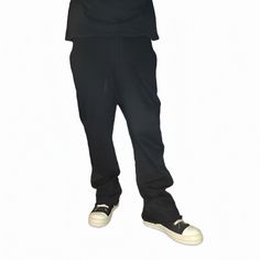 100% Cotton French Terry Blank Flare Sweatpants (Gallery Dept. Style quality and fit) Model is 6ft wearing size medium Solid Color Pants For Fall Streetwear, Everyday Stretch Sweatpants With Straight Hem, Black Bottoms With Comfort Waistband For Fall, Black Comfort Waistband Bottoms For Fall, Everyday Athleisure Bottoms With Straight Hem, Basic Relaxed Fit Bottoms For Everyday, Elevated Casual Full-length Bottoms With Side Pockets, Hip Hop Style Straight Leg Stretch Bottoms, Baggy Full-length Casual Joggers