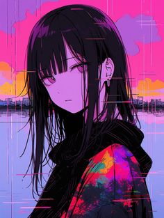 Trash Taste, Wallpaper Iphone, Cyberpunk, Anime Wallpaper, Black Hair, Iphone Wallpaper, Iphone, Drawings, Anime