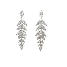 These Diamond leaf-shaped drop earrings are a versatile piece of jewelry that can be worn with a variety of outfits, from formal dresses to casual ensembles. They make a perfect gift for a nature lover or someone who appreciates the beauty of organic forms. Whether worn for a special occasion or as an everyday accessory, these earrings are sure to add a touch of glamour and sophistication to any outfit.14 karat white gold 298 Round Diamonds, 1.49 total carat weightItem# 150-01804 Elegant Leaf-shaped Earrings, Elegant Leaf-shaped Earrings For Gift, Elegant Leaf Shaped Earrings As Gift, Elegant Leaf-shaped Jewelry For Formal Occasions, Elegant Leaf-shaped Formal Jewelry, Elegant Leaf-shaped Jewelry With Matching Earrings, Elegant Single Leaf Earring, Elegant Leaf-shaped Earrings For Party, Elegant Leaf-shaped Earrings For Formal Occasions