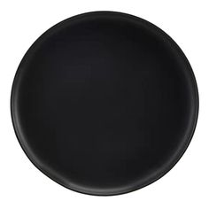 an empty black plate on a white background