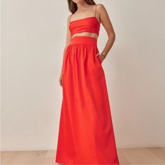 Color: Paprika Size: 12 Cotton Euc, Worn Once Two Piece Maxi Dress, Red Two Piece, Convertible Dress, Maxi Gown Dress, Green Maxi, Reformation Dress, Rust Dress, Maxi Slip Dress, Backless Maxi Dresses