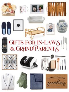 gifts for in - laws and grandparents are displayed on the cover of this book,