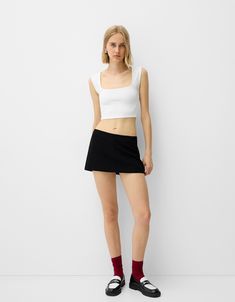 Mini skort - Women Skort Ootd, Black Skort, Micro Mini Skirt, Bootcut Jean, Trending Boots, Black Mini Skirt, Short Jumpsuit, Sweaters Knitwear, Skirt Pants