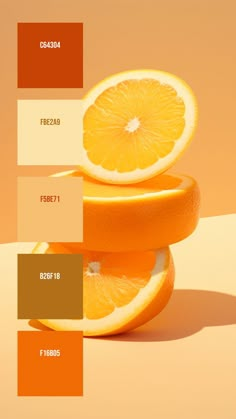 three oranges stacked on top of each other with different shades to choose from in the background