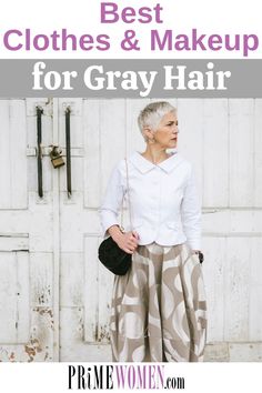 Makeup For Gray Hair, Grey Hair And Makeup, Grey White Hair, White Hair Color, Short Grey Hair