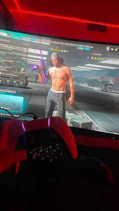 a person is playing a video game on their computer screen while holding a gaming controller