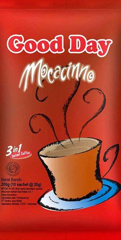 good day meccino coffee bag on a red background