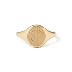 The Story Fashioned in the classic signet ring shape and style, it delivers maximum impact with its minimalist, sleek design. Our expert jeweler then hand engraves two letters of your choice in a chic Art Deco inspired open font. With its smooth all-around form, it fits the finger perfectly making it like a second skin that you never want or have to take off. Wear it as an index ring to a pinky ring, it looks great on every finger. Available to custom order in 14k yellow, white, and rose gold in Classic Formal Rings With Engraved Logo, Elegant Formal Ring With Engraved Logo, Elegant Formal Rings With Engraved Logo, Elegant Engraved Logo Ring For Formal Occasions, Classic Everyday Initial Ring, Classic Anniversary Jewelry With Engraved Logo, Classic Jewelry Ring With Engraved Logo, Modern White Gold Signet Ring With Engraving Option, Luxury Oval Initial Ring Tarnish Resistant