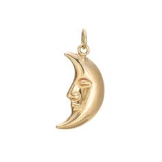 Finely detailed Man in the Moon charm crafted in 18k yellow gold.    The nicely detailed charm is rendered in lifelike detail with the image of the Man in the Moon appearing on both sides. The hollow charm has a lightweight feel to the touch at 1.6 grammes.   The charm is in very good condition and was lightly cleaned and polished.   Particulars:  Weight: 1.6 grammes  Stones:  N/A  Size & Measurements: The charm is small in scale and measures 1 x 1/4 inches (including the bale).  Metal & Hallmar The Man In The Moon, Man In The Moon, Gold Pen, In The Moon, Moon Charm, Yellow Gold Pendants, Accessories Jewelry Necklace, Metal Charm, Best Wear