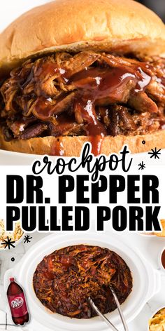 crockpot dr pepper pulled pork on a white plate