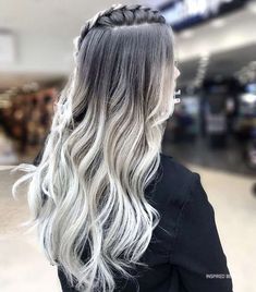 Black To Blonde Hair, Silver Ombre Hair, Black Hair Ombre, Hair Color Burgundy, Beautiful Red Hair, Lavender Hair