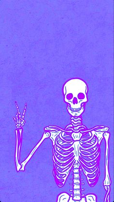 a skeleton holding up a plant in it's right hand and pointing to the left