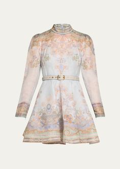 Get free shipping on Zimmermann Eden Paisley-Print Long-Sleeve Belted Mini Dress at Bergdorf Goodman. Shop the latest luxury fashions from top designers. Fitted Silk Dress With Paisley Print, Spring Fitted Dress With Baroque Print, Spring Fitted Baroque Print Dress, Fitted Baroque Print Spring Dress, Fitted Baroque Print Dress For Spring, Fitted Dress With Baroque Print For Formal Occasions, Fitted Dress With Baroque Print For Formal Events, Elegant Silk Dress With Baroque Print, Fitted Baroque Print Dress For Formal Occasions