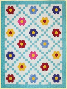 Irish Flower Garden Quilt Pattern Flower Garden Quilt Pattern, Garden Quilt Pattern, Twin Quilt Pattern, Applique Books, Beautiful Flower Garden, Garden Blocks, Quilt Big, Flower Garden Quilt, Stained Glass Quilt