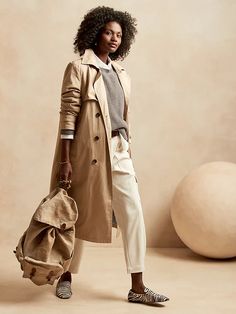 Oversized Merino-Cashmere Sweater | Banana Republic Banana Republic Style Women, Fall Trench Coat Outfits, Trench Coat Outfit Fall, Fall Trench Coat, Trench Coat Outfits, Fall Trench, Banana Republic Style, Trench Coat Fall, Fisherman Style