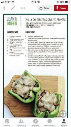 the recipe for stuffed green peppers is shown