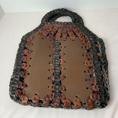 VTG Hand Woven Linked Leather 1970’s Boho Large Two Tone Tote Bag Argentina | eBay Brown Top Handle Shoulder Bag With Snap Closure, Retro Satchel With Leather Handles, Vintage Double Handle Hobo Bag, Vintage Handheld Hobo Bag For Everyday Use, Vintage Leather-backed Hobo Satchel Bag, Vintage Brown Bucket Bag, Retro Brown Leather Hobo Bag, Retro Satchel With Leather Handles For Shopping, Retro Shoulder Bag With Double Leather Handles