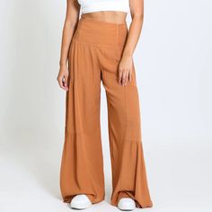 Nwt Soft Pants Brown High Waist Relaxed Fit Bottoms, Brown Wide Leg Bottoms For Spring, Brown Full-length Pants For Summer, Brown Full-length Summer Pants, Brown Full Length Summer Pants, Versatile High Waist Summer Bottoms, Brown Bottoms With Elastic Waistband For Spring, Versatile Full-length Summer Pants, Relaxed Fit Brown Bottoms