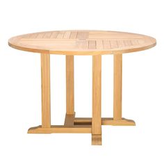 a round wooden table with four legs on an isolated white background for use as a centerpiece