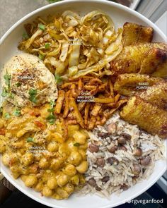 a white bowl filled with different types of food