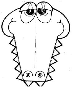 a cartoon alligator face with big eyes