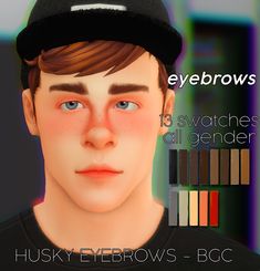 an animated image of a man with blue eyes and brown hair wearing a black hat