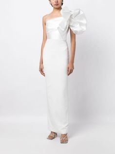 Solace London Selia one-shoulder Maxi Dress - Farfetch Solace London, Maxi Dress White, Yoko London, City Dress, Summer Beach Wear, White Maxi Dresses, White Satin, Dress White, Long Length