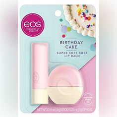 Eos Birthday Cake Smooth Lip Balm Net Wt. 0.14 Oz (4g) Stick/ 0.25 Oz. (7g) Sphere Discover A Lip Balm That’s Natural And Delicious. Our Sweet And Yummy Birthday Cake Flavor Tastes Like A Celebration Of Vanilla Cake, Buttercream Icing And Rainbow Sprinkles And You’re The Guest Of Honor. Our Natural Shea, Dermatologist-Recommended Lip Balm Is Formulated For Sensitive Skin And Made With Soothing Shea Butter, Weightless Coconut Oil, And Protective Antioxidants. Eos Lip Balms Use Sustainably Sourced Lip Balm Eos Products, Eos Birthday Cake Lip Balm, Balm Recipe, Birthday Cake Flavors, Holiday Lip, Lip Balm Stick, Lip Balm Collection, Cake Buttercream, Eos Lip Balm