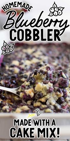 homemade blueberry cobbler made with a cake mix