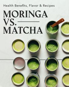 the health benefits of matcha are shown in this advertisement for morringa vs matcha