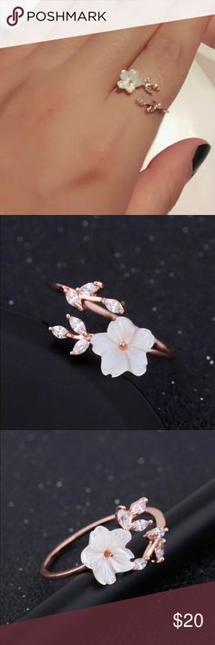 Zircon Crystal & Shell Flower Ring This is a Beautiful Crystal Zircon Shell Flower Ring. Jewelry Rings Cute Flower-shaped Beach Jewelry, Brown Flower-shaped Jewelry For Spring, Brown Flower-shaped Spring Jewelry, Orange Flower-shaped Beach Jewelry, Bohemian Orange Flower-shaped Jewelry, One Ring, Flower Ring, Ear Cuff, Diamond Earrings