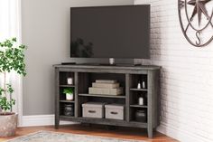 Arlenbry Gray Corner TV Stand - Ornate Home Gate Furniture, Modern Farmhouse Living, Corner Tv Stand, Corner Tv, Wire Management, Fireplace Inserts, Weathered Oak, Decorative Paper, Media Console