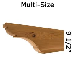 a wooden shelf with measurements for the top and bottom section, including an unfinished piece of wood