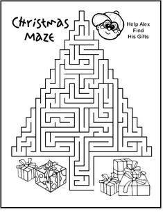 a christmas maze with presents on it