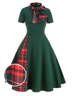 30-70% OFF✓ Fast Shipping✓Stand out in the 1950s plaid patchwork bow swing dress. Combining patchwork plaid with a bow detail, it’s perfect for a stylish, vintage look. Mode Rockabilly, Rockabilly Mode, Audrey Dress, Robes Vintage, Standard Dress, Fashion Enthusiast, Retro Mode, Romantic Evening, Rockabilly Fashion