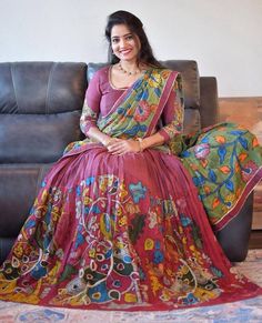 We Make Wedding Lehengas, Indian Lehenga, Bridal Lehenga, Designer Lehenga, South Indian Dresses, Lengha Choli, Chaniya Choli, Lancha, Semistitched Lehenga, Bridesmaid Lehengas, Sabyasachis Lehengas, Floral Skirts, Punjabi Lehengas, Ethnic Lehengas, Indo-western Outfits, Indian Outfits, Bollywood lehengas.    LEHENGA DETAILS*👗          👗Choli👗 *Fabric:-* Chent Crep *Work:-* Kalamkari Print *Inner:-* Micro Cotton *Size:-*  M upto L margin              XL upto 2xl Margin               *(Fully Stitched)*         👗Lehenga👗 *Fabric:-* Chent Crep *Inner:-* Micro Cotton *Flair:-* *3* Meter *Size:-* 44       👗Dupatta👗 *Fabric:-* Chent Crep *Work:-* Kalamkari Print *Size:-* 2.30 Meter 👌A one Quality 👌*    ◈ It can be customized in any size of your choice. Upon order confirmation, we will s Kalamkari Langa Voni, Half Saree Designs South Indian, Kalamkari Lehenga, Fancy Club, Mirrored Costume, Lehenga Design, Half Saree Lehenga