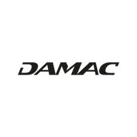 the word damac is written in black on a white background