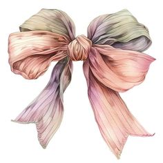 a watercolor drawing of a pink and purple bow