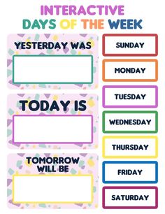 the interactive days of the week poster